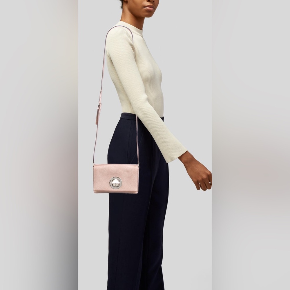 •KATE SPADE•ROSE GOLD NEWBURY LANE SALLY CROSSBODY BAG W/TURN LOCK CLOSURE EUC
